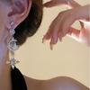 Pendientes de Plata con Estrella de Pedrería y Borla: Estilo de Corte Francés, Lujo Ligero, Joyería de Oreja de Nicho Moderna y Exquisita