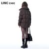 Jinyujie Women's Short Loose Fit Down Jacket with Large Lapel