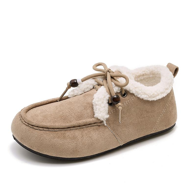 Women's Large Size Soft Sole Winter Warm Fur One Anti-slip Snow Boots Padded Lined Ankle Boots Waterproof Outdoor Sports Fur Cotton Shoes