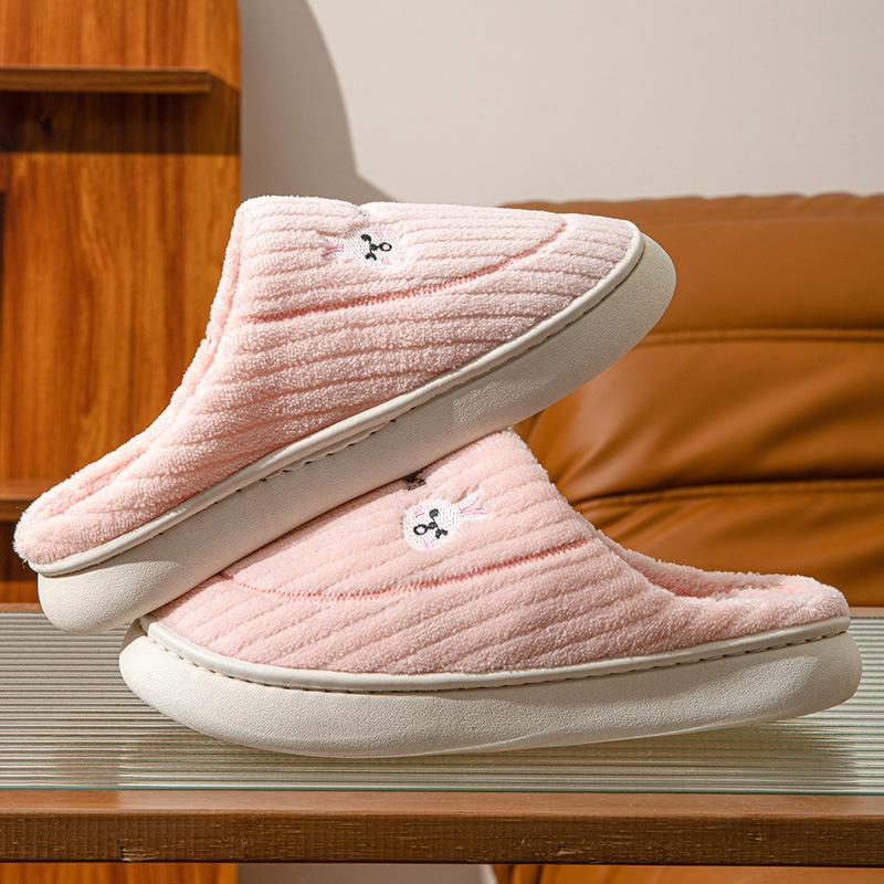 Cotton slippers women autumn and winter couple indoor home non-slip thick bottom plush warm men winter