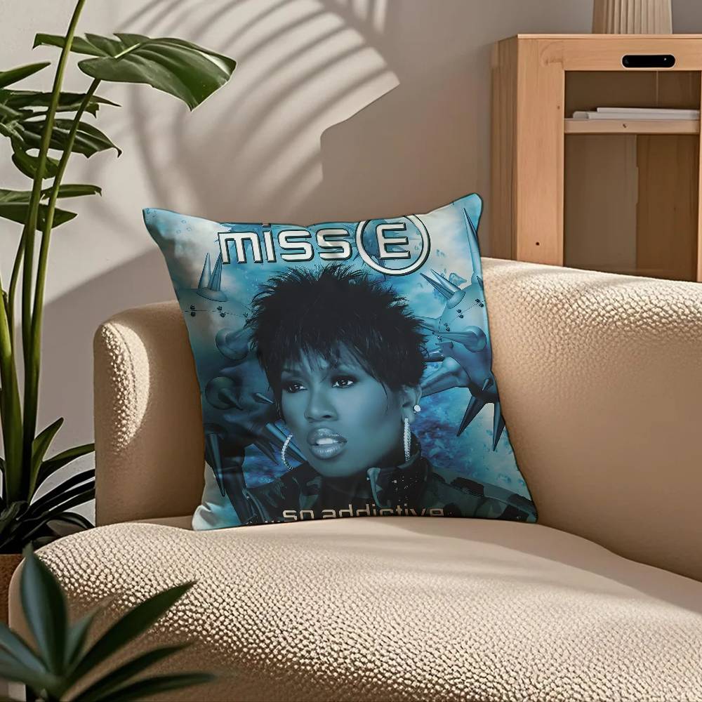 Rapperin M-Missy ElliottS Album Kissenbezug Komfort Sofa Bett Seidig elegant Verdeckter Reißverschluss Individueller Dekorativer Kissenbezug
