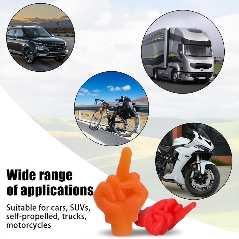 Luminous Valve Caps Middle Finger Style Tire Valve Dust Caps Dustproof Tire Cap Fluorescent Night Glowing Valve Stem Caps Decors
