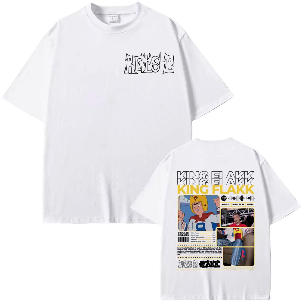 Rapper RELS B King Flakk Smile Album Cover T-shirt Men Women High Quality  Hip Hop Gothic T Shirts Oversized Pure Cotton T Shirt