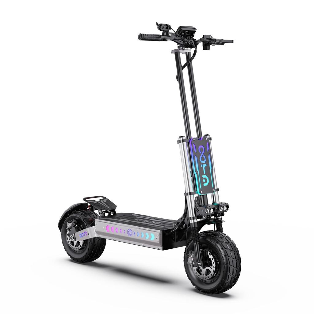 Skládací elektrická koloběžka OOTD T90, motor 6000 W, baterie 60 V 31,2 Ah, maximální rychlost 85 km/h, dojezd 100 km, 13palcová kola