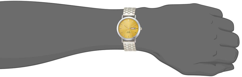 [Arias] Analog Amalfidia Waterproof Watch with Day of the Week and Date Metal Band Gold Dial WW19039A-121 Men's Silver