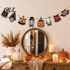 Halloween Ornament Collection 8Pcs Bunting Banner, Pumpkin Ghost Bat Witch Cartoon Hanging Garland, Decorative Props for Dessert Shops Retro