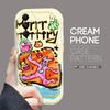 Roztomilý kreslený vzor s krémovou texturou Pouzdro s měkkým silikonovým zvlněným okrajem pro Samsung
