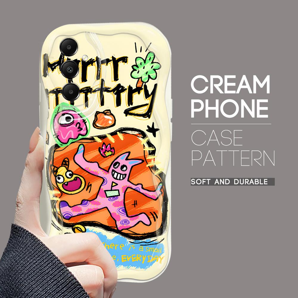 Roztomilý kreslený vzor s krémovou texturou Pouzdro s měkkým silikonovým zvlněným okrajem pro Samsung