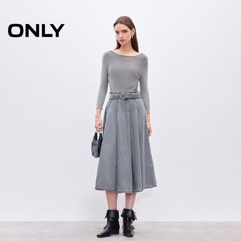 ONLY Women's Ribbed Knit Midi Dress with Mixed Material Splicing