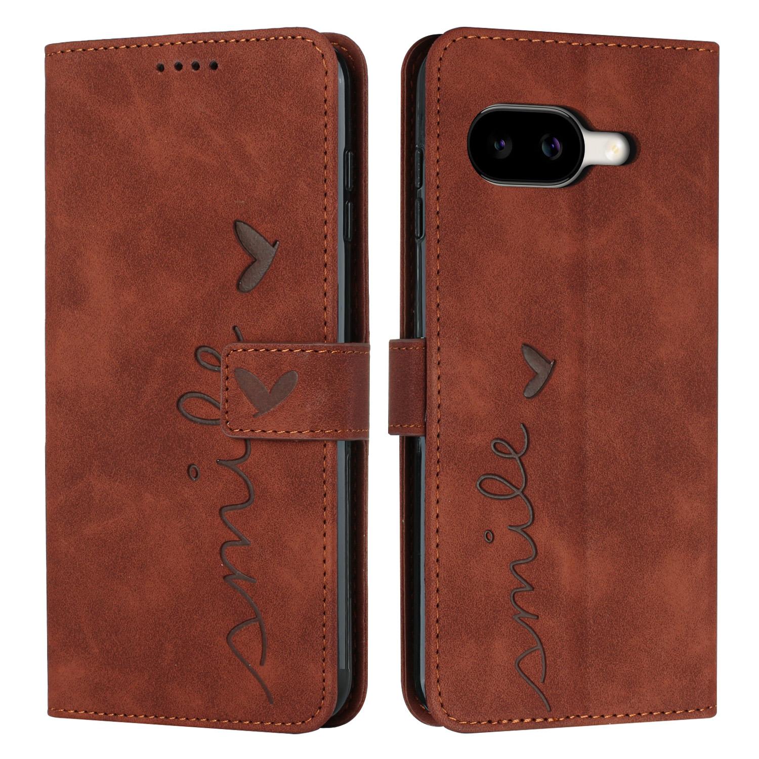 For Google Pixel 10a Stand Case PU Leather Phone Cover Imprinted Heart Pattern