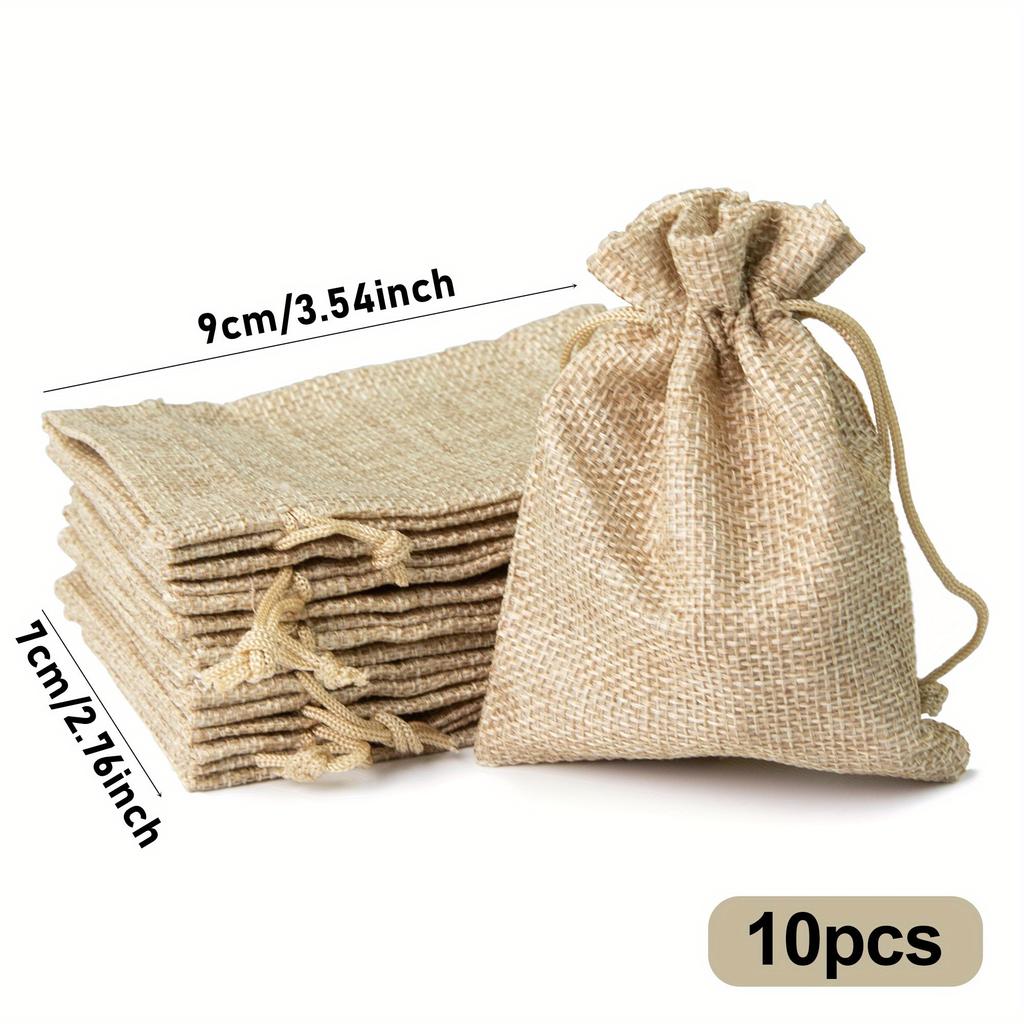 30/20/10pcs Natural Linen Jute Sack Jewelry Pouch Drawstring Bag for Home Party Storage, Christmas, Halloween