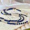 Vintage Natural Lapis Lazuli White Crystal Sugar Cube Gray Moonstone Contrasting Color Collarbone Chain Atmosphere Necklace
