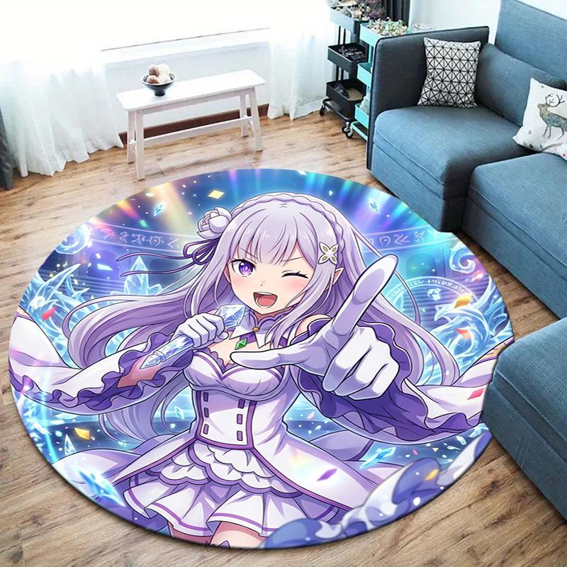 Re Zero Round Area Rug Carpet Rug For Living Room Bedroom Sofa Playroom Decor Nonslip Floor Mat