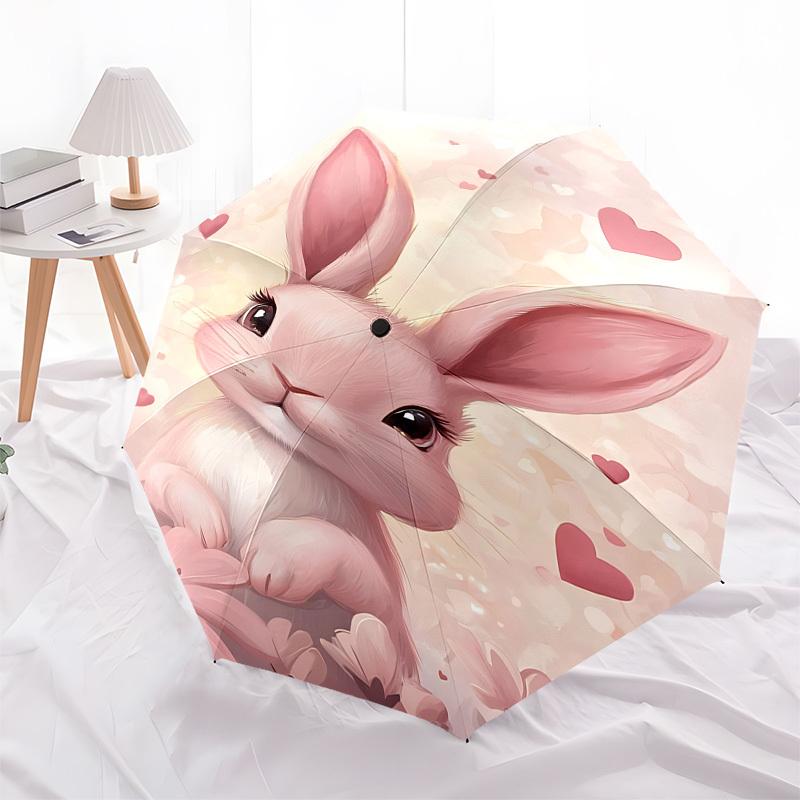 1pc rabbit flowers umbrella automatic open/close, 8-Rib Durable Frame, Compact Folding Design, Ideal Birthday/Holiday Gift  1119A