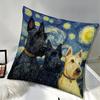 1pc Pillowcase, Van Gogh Starry Night West Highland Terrier Design Cushion Cover, Soft And Comfortable Polyester Short Plush Fabric, Single-Sided Prin