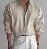Hoge Kwaliteit Heren Business Casual Overhemden High-End Textuur Effen Kleur Overhemden Ademend Losse Overhemden met Lange Mouwen voor de Lente