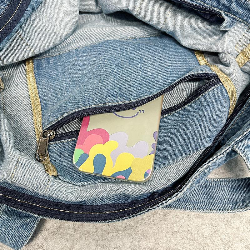 Large-capacity Washed Denim Tote Bag 2025 New Japanese Retro Versatile Casual Commuter Shoulder Crossbody Bag