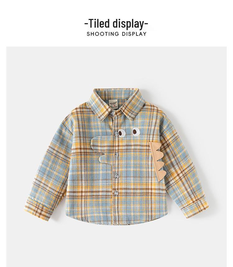 Jungen Retro Karomuster Langarmhemd mit Farbblock und Revers