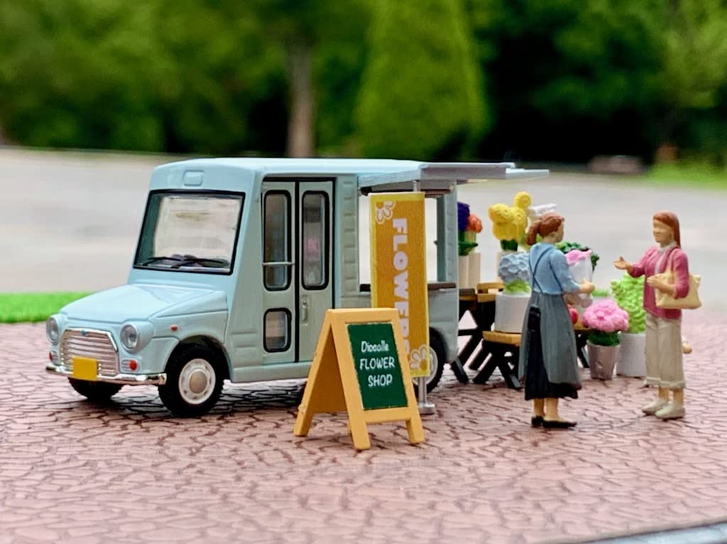 Geocolle 64 Car Snap 17a Flower Shop Partially Mini Car Set 1/64 # ABS/PVC Doll/Accessories (Painted, Assembled) + Die-cast