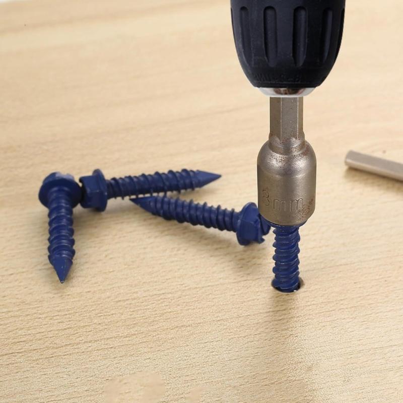 40Pcs Hexagonal Head Concrete Screw Anchors Fixing Fasteners with Drill Bit & Driver for Concrete, Block, and Brick