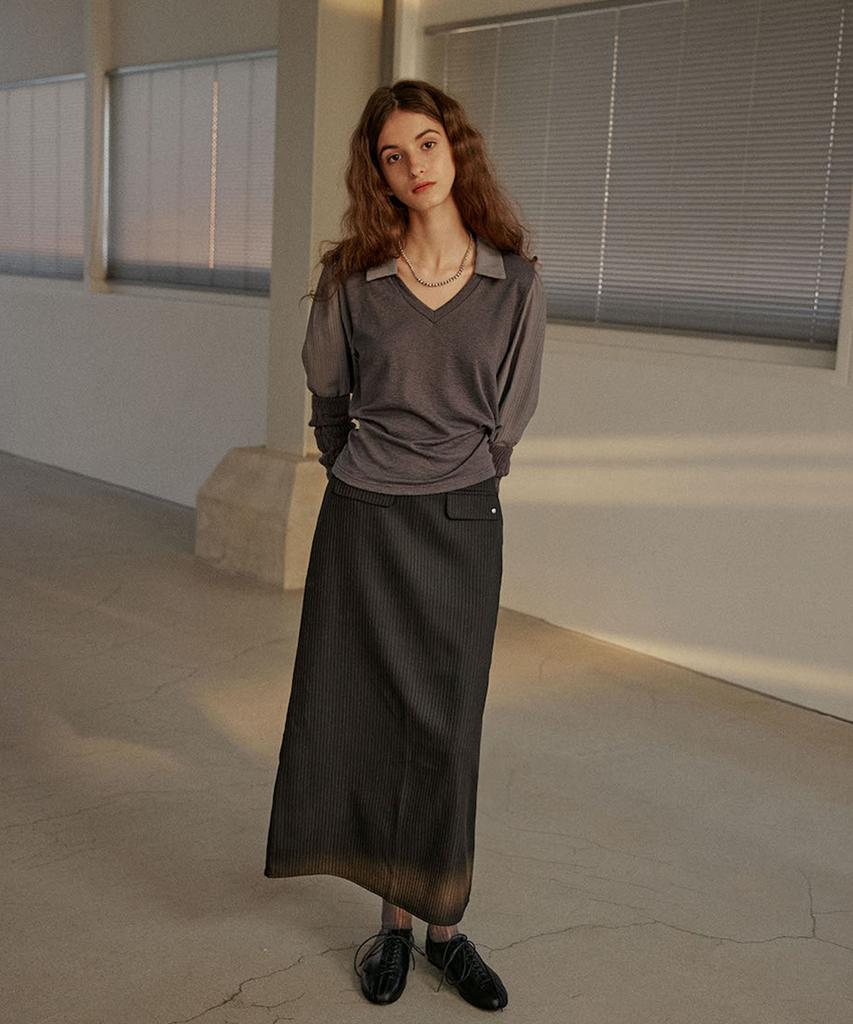 Auro Stripe Stud Skirt [ Black ]