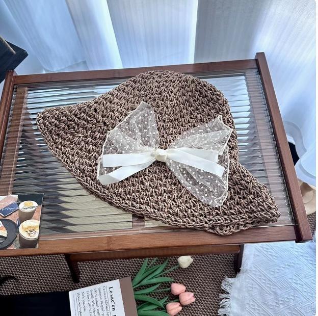 Daisy Raffia Woven Empty Top Hat Children Summer Outdoor Seaside Vacation Sunshade Sun Protection Straw Hat