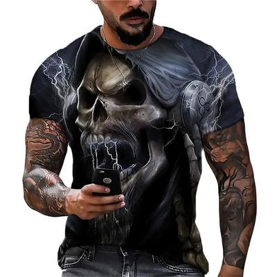 Men's T-Shirts Horror Skulls T Shirt Summer Casual Short Sleeve Oversized T Shirt Hip Hop Streetwear Men Clothing Tops Loose Tee