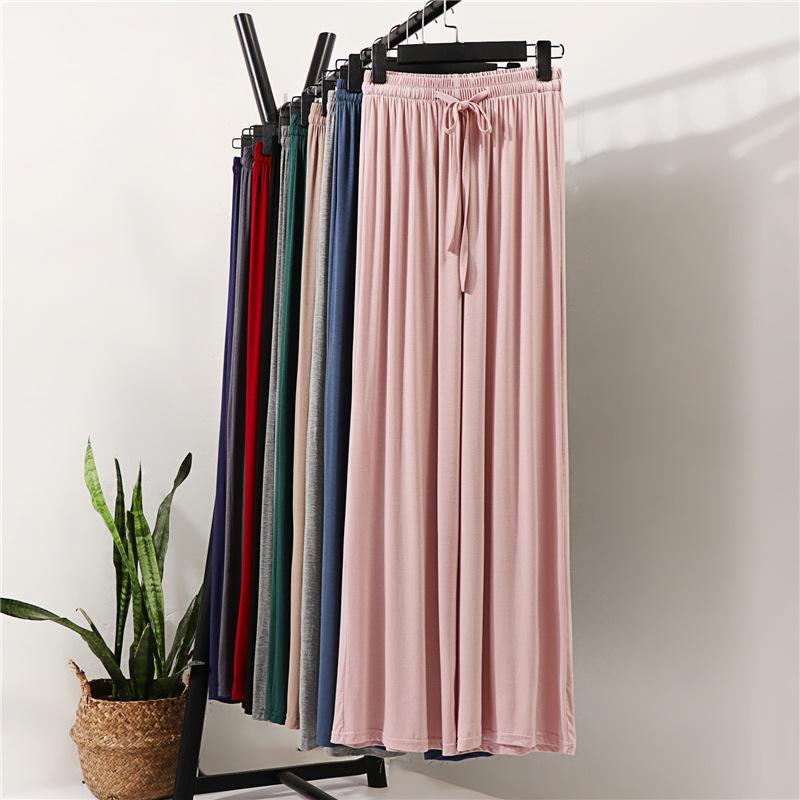 Pantalon large taille haute en soie glacée pour femme