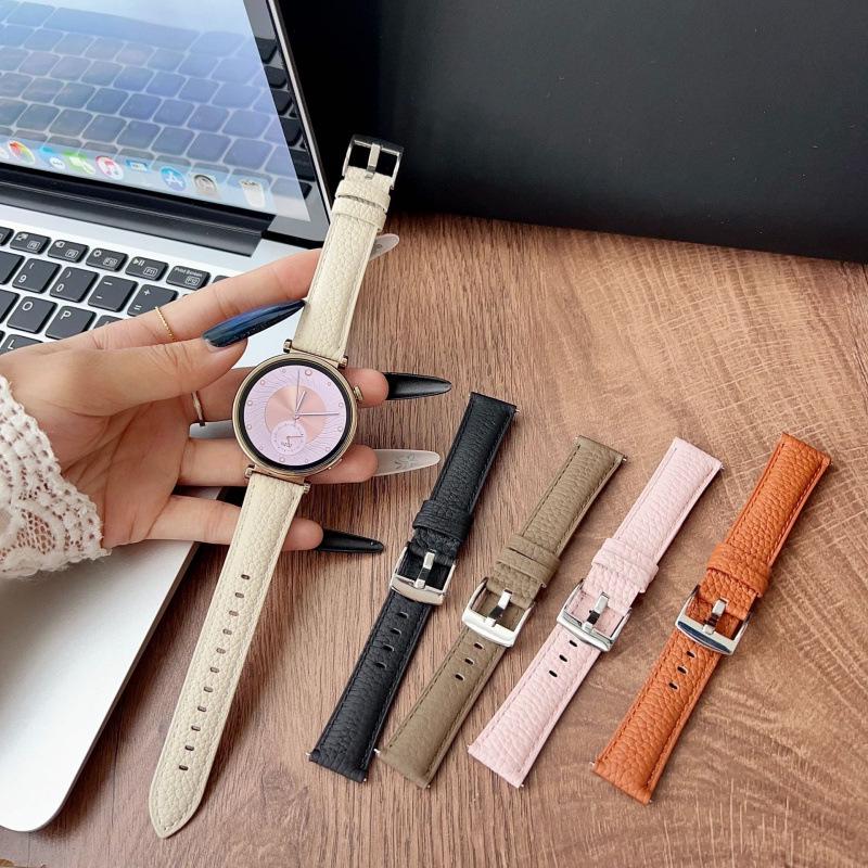 Lychee Grain Leather Strap for Huawei GT5/GT4 41mm Women's Watch, 18MM