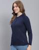 Monte Carlo Navy Solid Round Neck Sweater