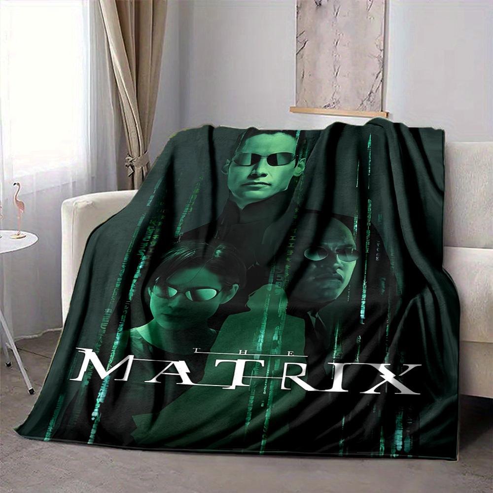 1pc The Matrix Flannel Throw Blanket - HD Printed Lightweight Soft Warm All-Season Blanket for Sofa, Bed, Travel, Camping 025