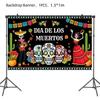 Mexican Day Of The Dead Party Decor Banner And Tableware Set With Paper Plates For Festive Celebrations