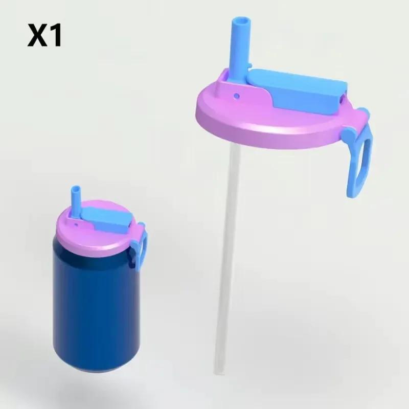 

can lid Reusable Silicone Travel Soda Cover with Straw Bpa-free for Standard Beverage Cans Perfect for Picnics Outdoor фіолетовий