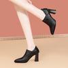 Autumn new pointed toe foot thick high heel fashion casual large size deep mouth fashion single shoes high heel