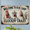 Retro Metal Chicken Coop Sign Vintage Farmhouse Decor Outdoor Indoor We Are All Cluckin Crazy
