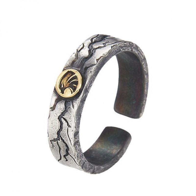 Vintage Cracked Open Ring Men Women Adjustable Plated Copper Midi Finger Retro Style
