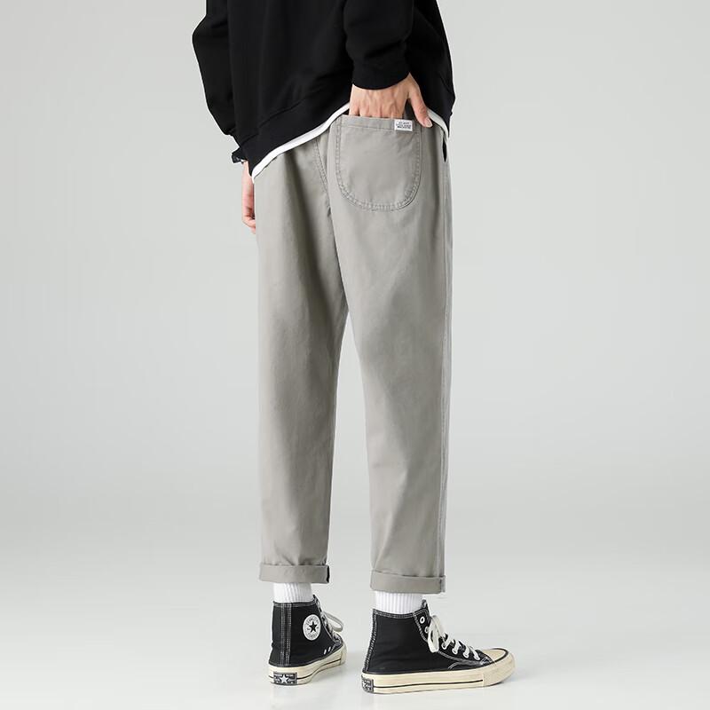 Dingfengbaoluo Men's Straight-Leg Cropped Casual Pants