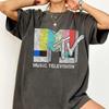 Camiseta MTV Classic Logo de Sinal de TV Retrô, Roupa Familiar Retrô MTV dos Anos 80 e 90, Camiseta com Logo de Sinal de TV Musical para Meninas