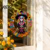Versatile DIY Window Paster Day of the Dead Sugar Skull Lady Static Cling Día De Los Waterproof PVC Clings Muertos Sunflower Wreath Glass