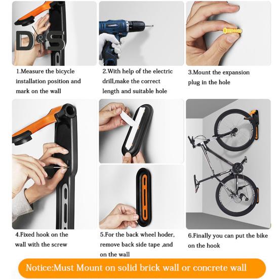 Supporto da parete per display per bici, verticale regolabile, resistente, MTB, strada, montagna, bicicletta, garage, gancio da parete, supporto per rack, accessori per bici