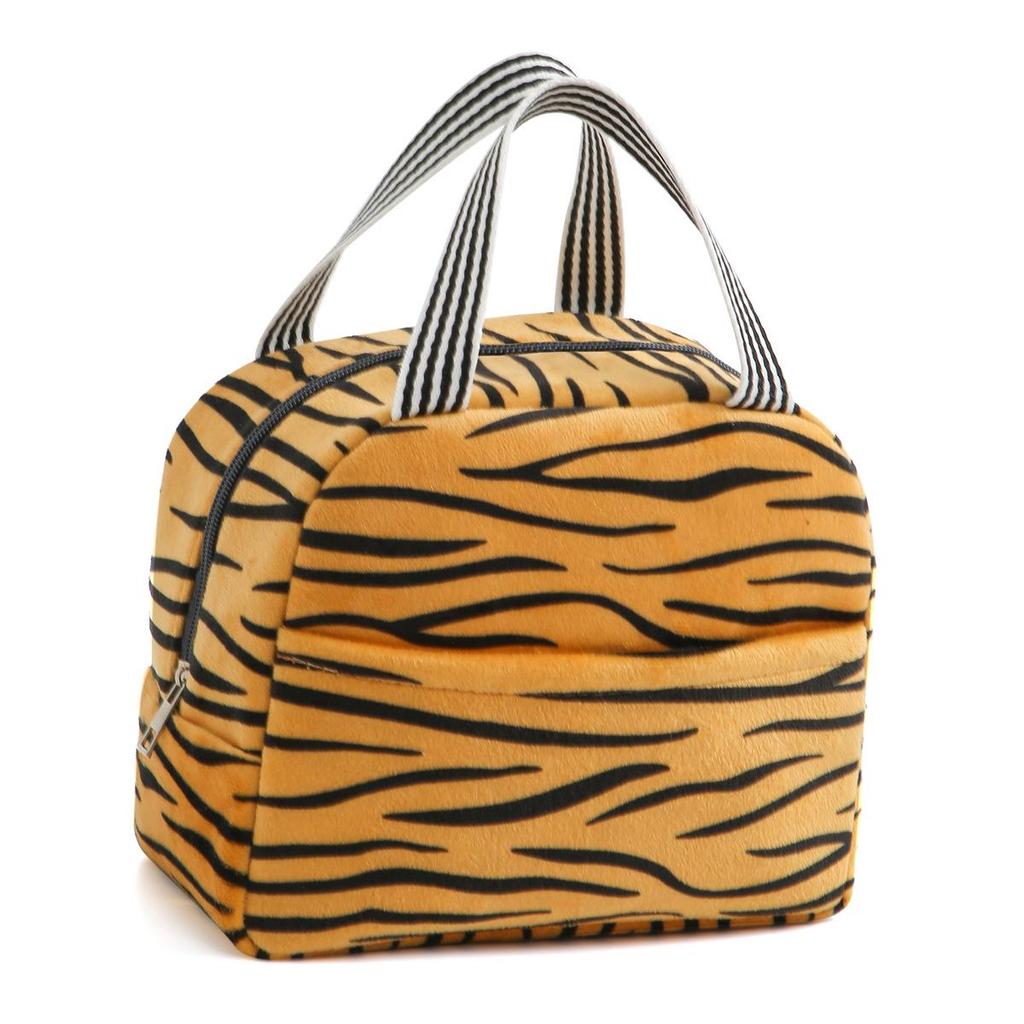Animal Print Insulated Lunch Bag - Portable Bento Bag for Travel, Work, School, and Picnics