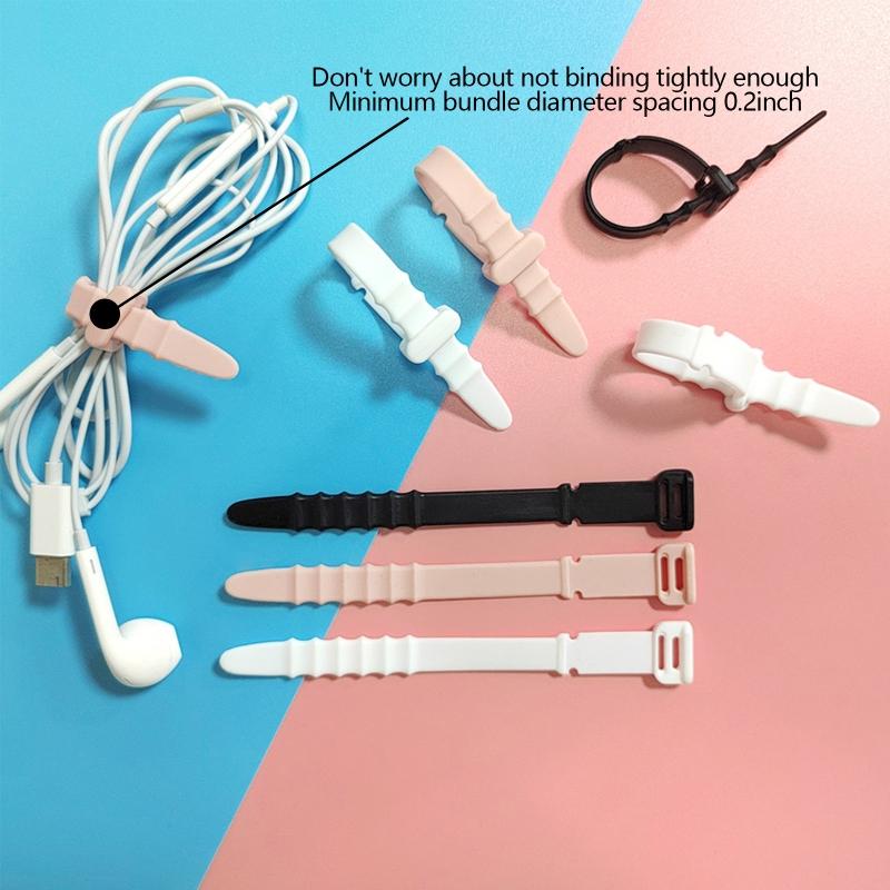 20Pcs Reusable Cable Ties Straps Adjustable Cord Organizer  Elastic Silicone Cord Keeper for Bundling and Organizing