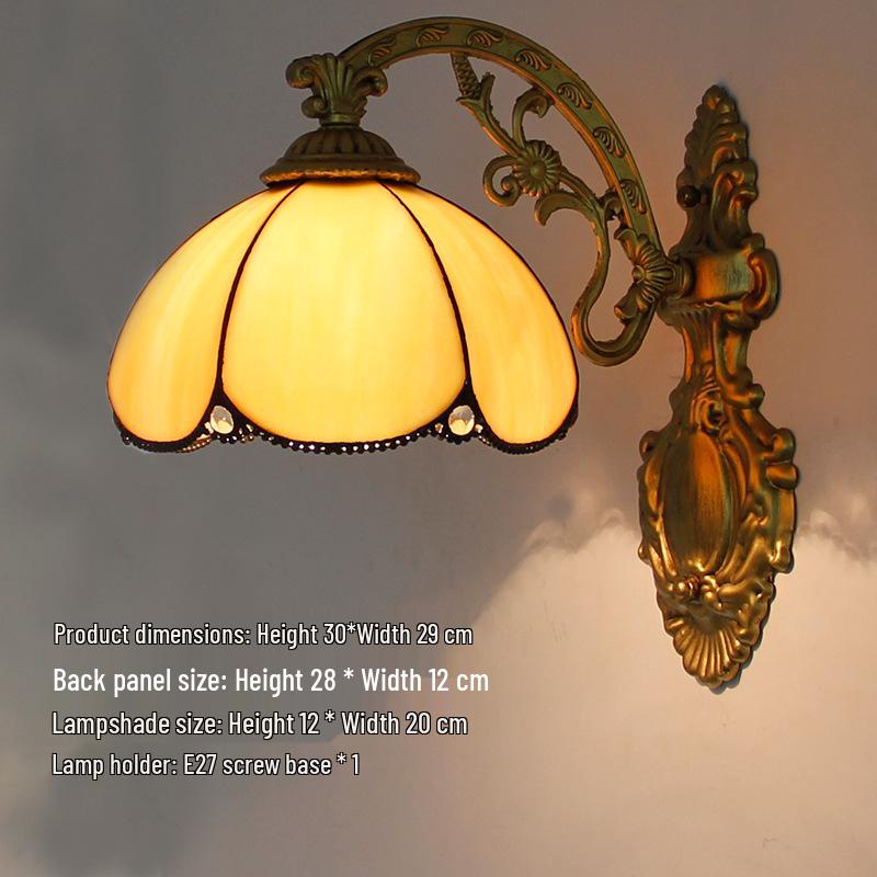Retro European Tiffany-Style Wall Lamp for Bedroom, Hallway, or Bathroom Mirror