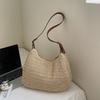 Crochet Mesh Shoulder Bag Women Summer Beach Tote With Leather Strap Natural Style Design