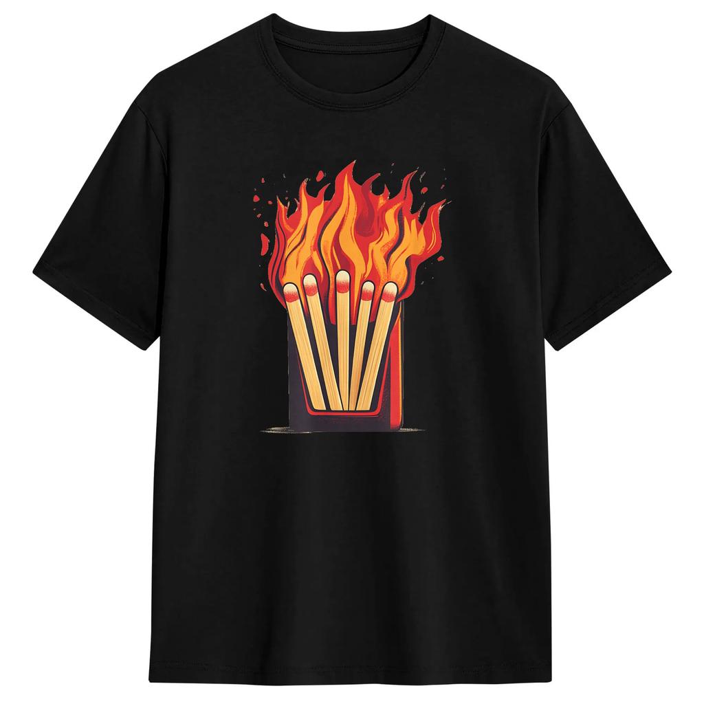 Flames and Lighter Costume for Funny Matchbook Lovers T-Shirt Men Funny 100% Cotton Tees Crew Neck Short Sleeve T Shirt