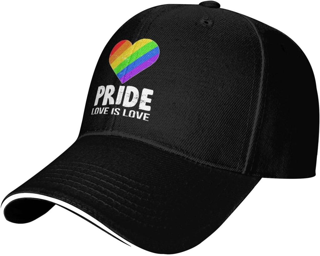 Rainbow Heart Pride LGBT Adjustable Baseball Cap Casual Polyester Baseball Hat Unisex