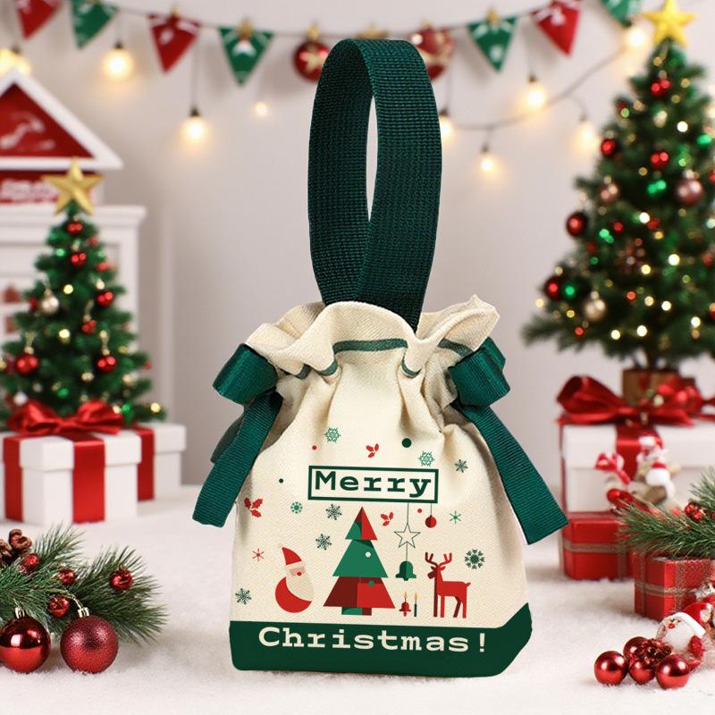 1-5pcs Christmas Drawstring Candy Bag New Year Gift Bags Party Gift Pouch Holiday Treat Sack Reusable Festive Favor Bag for Kids