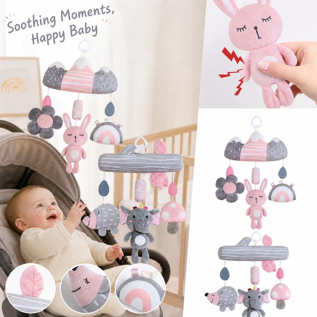 Baby Stroller Hanging Toy with Wind and Mobile for Bed and Bassinet