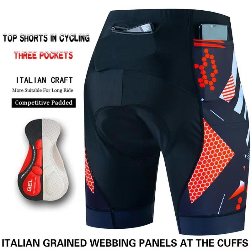 Mens Cycling Shorts With 3 Pockets Bike Riding Bib Mountain Road Use