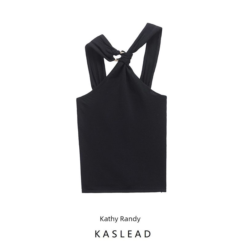 Kaslead New Arrival Women's Clothing Fashion Style Stylish Simple and Versatile Halter Silm Vest 4938106